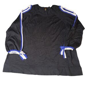 Lee‎ Sport Black Sweater Knit Top Womens 2X Casual Long Sleeve cold shoulder